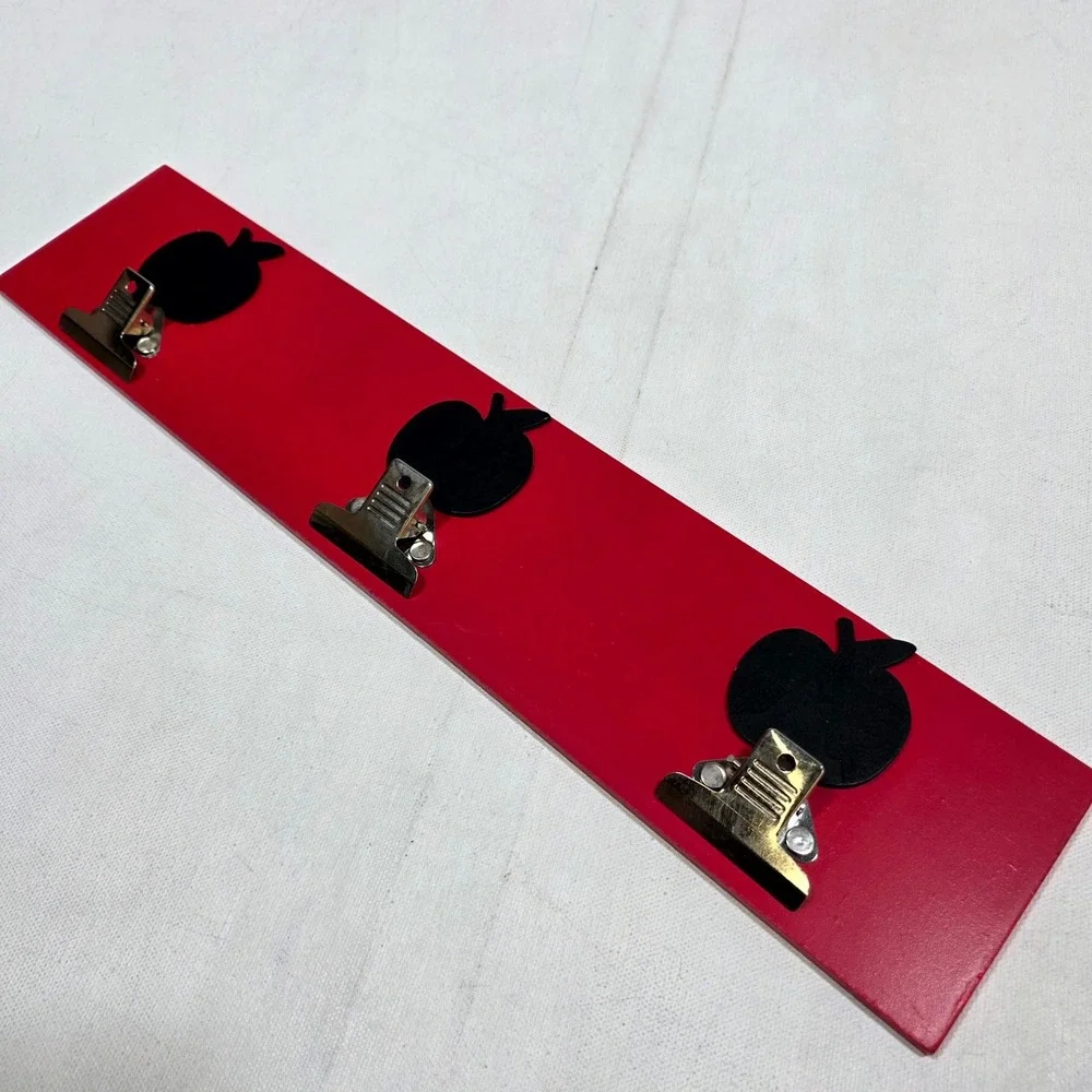 Horizon Group USA Apple Wall Clip Board Red Wood Photo Memo Display 18x4 Decor